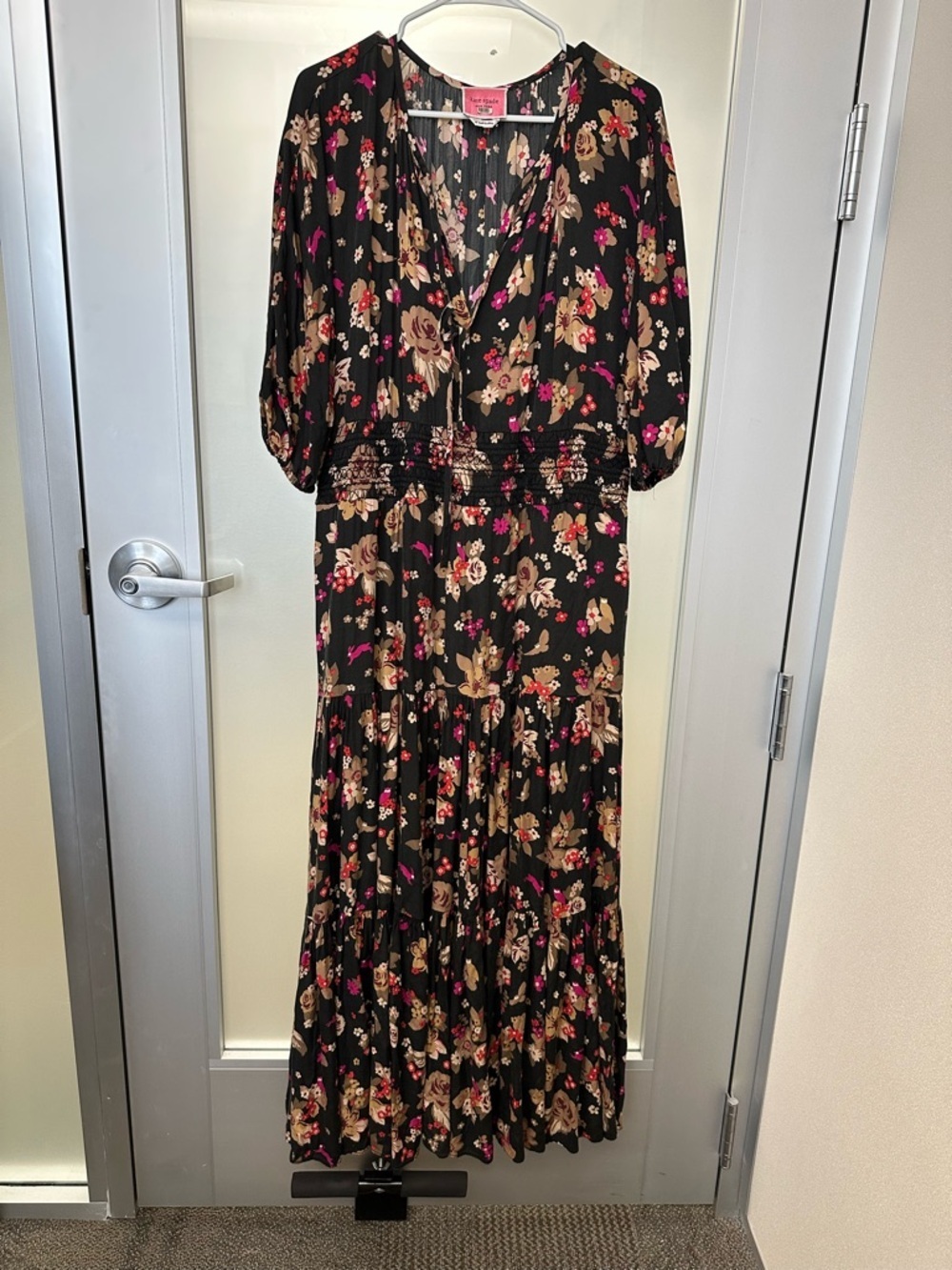 Kate Spade Floral Bouquet Silk Twill Maxi Dress size XL